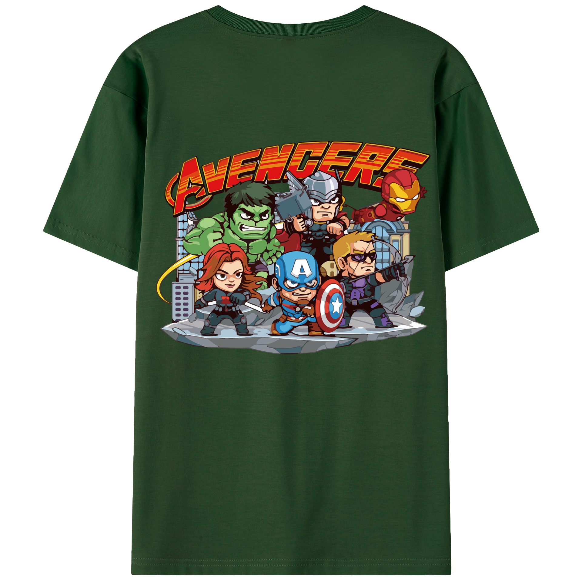 （画像用） アベンジャーズ The Avengers 綿100％半袖Tシャツ（背面プリント）